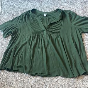 Brand new never worn dark green blouse with pleating detail.